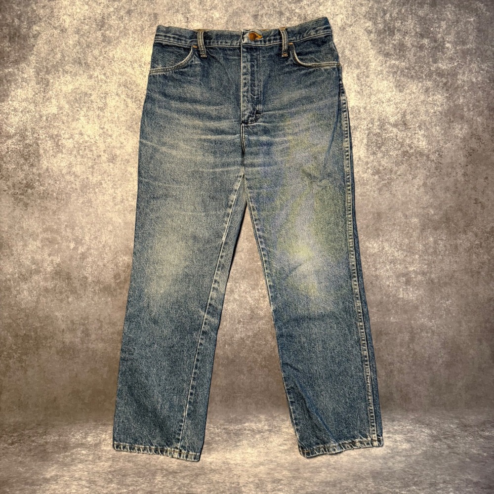 Vintage Wrangler Rustler Mens Blue Straight Leg Jeans Made USA 32x29 Talon 70s
